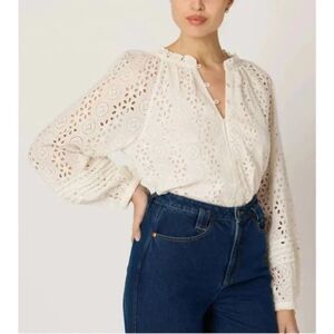 Cleobella Alicia Blouse Ivory Eylete NWT Size Medium